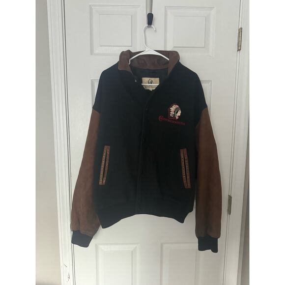 Vintage Chippewa Boots Letterman Bomber Jacket Wool leather Embordered Coat XL - Picture 1 of 6